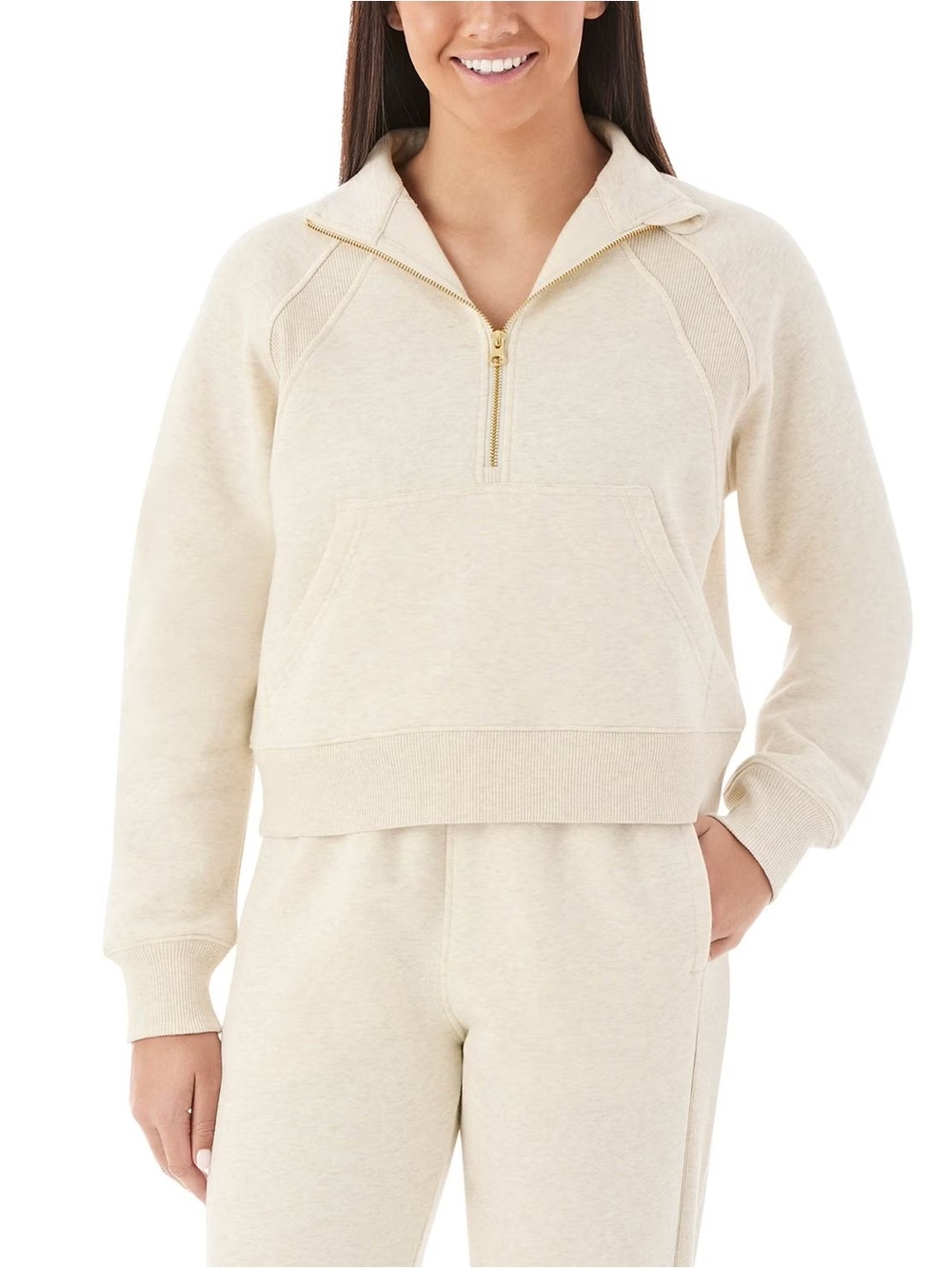 Member’s Mark Cream Fleece Half-Zip Pullover Sweatshirt, Women’s Size Medium